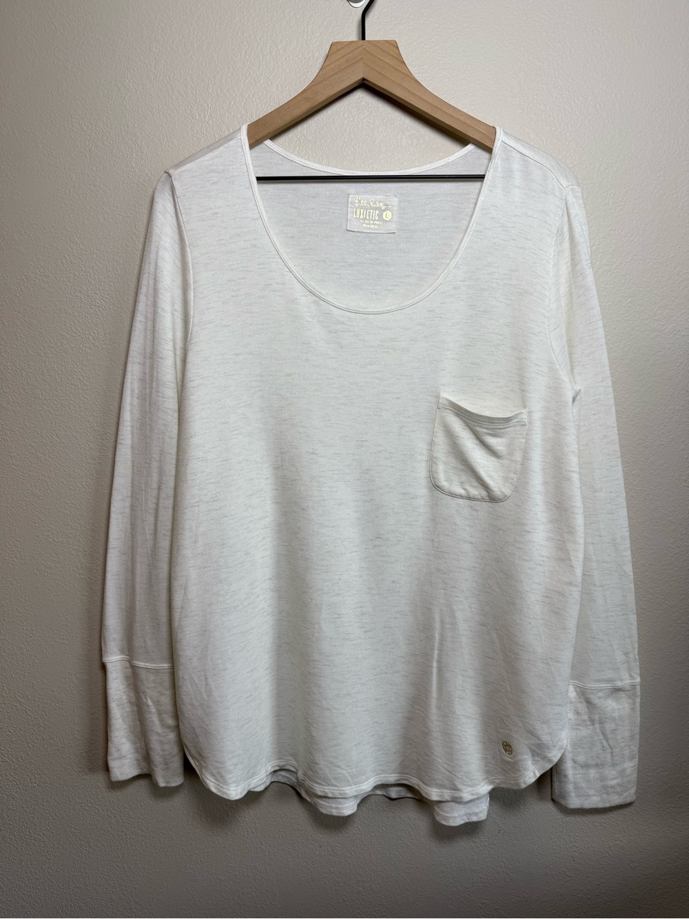 Lilly Pulitzer White Luxletic Kerah Long Sleeve Tee Super Soft Stretchy Top LG - Picture 2 of 12